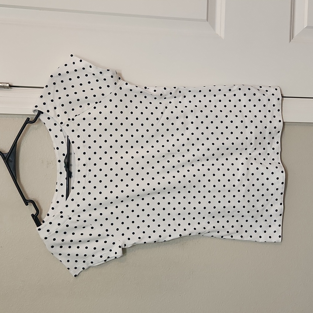 RALPH LAUREN white and black polka dot pinup retro style top size medium 🖤🤍